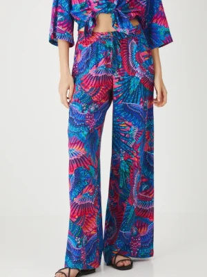 Medicine spodnie damskie kolor multicolor szerokie medium waist