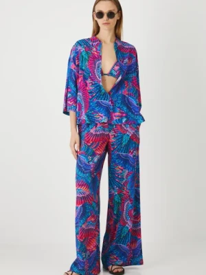 Medicine spodnie damskie kolor multicolor szerokie medium waist
