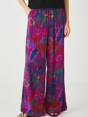 Medicine spodnie damskie kolor różowy szerokie medium waist