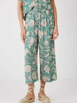 Medicine spodnie damskie kolor turkusowy szerokie high waist