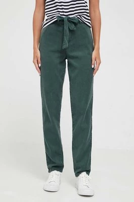 Medicine spodnie damskie kolor zielony fason chinos medium waist