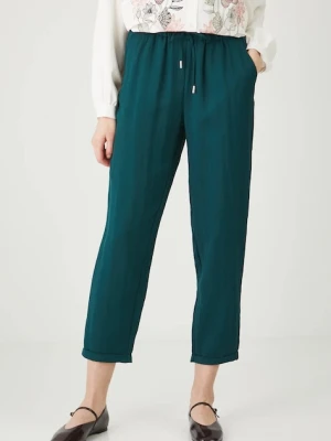 Medicine spodnie damskie kolor zielony fason chinos medium waist