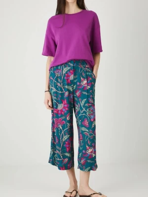 Medicine spodnie damskie kolor zielony szerokie high waist