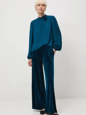 Medicine spodnie damskie kolor zielony szerokie medium waist