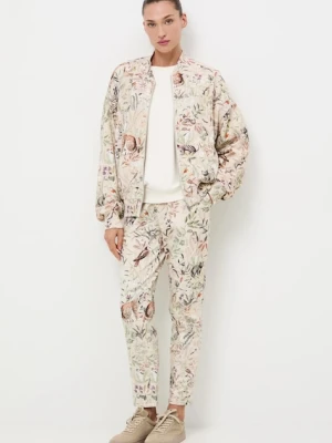 Medicine spodnie dresowe damskie kolor beżowy wzorzyste