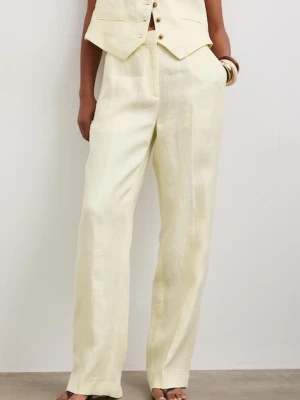 Medicine spodnie straight damskie lniane