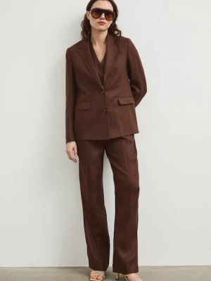 Medicine spodnie straight damskie lniane