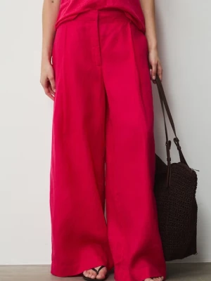 Medicine spodnie wide leg damskie lniane