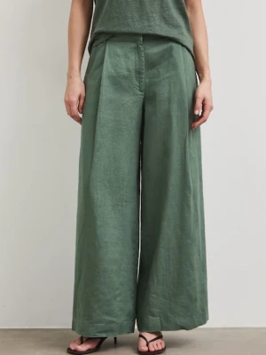 Medicine spodnie wide leg damskie lniane