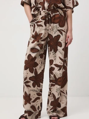 Medicine spodnie wide leg damskie z dodatkiem lnu