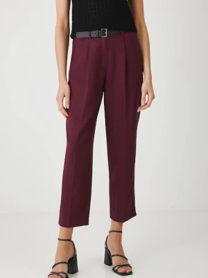 Medicine spodnie z domieszką lnu kolor bordowy fason chinos medium waist