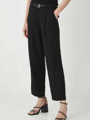Medicine spodnie z domieszką lnu kolor czarny fason chinos medium waist