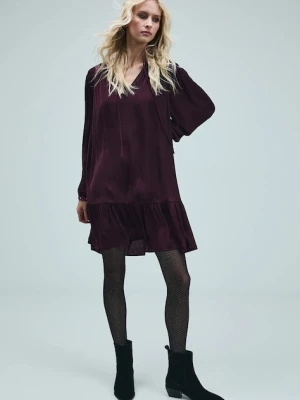 Medicine sukienka kolor bordowy mini oversize