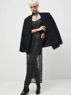 Medicine sukienka kolor czarny maxi dopasowana