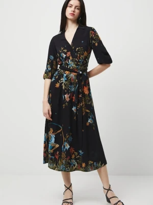 Medicine sukienka kolor czarny midi rozkloszowana