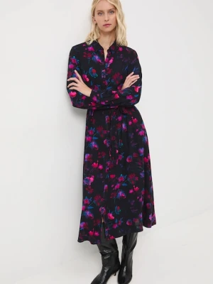 Medicine sukienka kolor czarny midi rozkloszowana