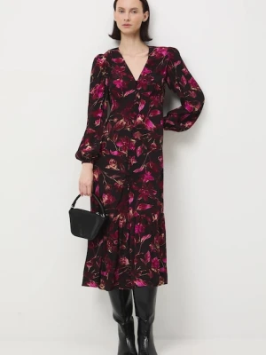 Medicine sukienka kolor czarny midi rozkloszowana