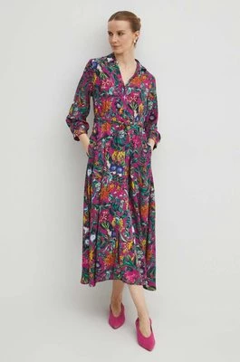 Medicine sukienka kolor fioletowy midi rozkloszowana