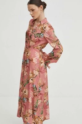 Medicine sukienka kolor różowy midi rozkloszowana