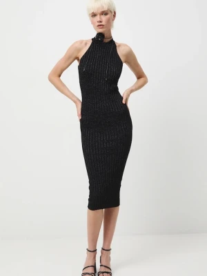 Medicine sukienka kolor srebrny midi dopasowana