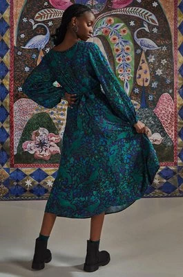Medicine sukienka kolor turkusowy midi rozkloszowana