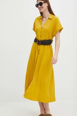Medicine sukienka kolor żółty midi rozkloszowana