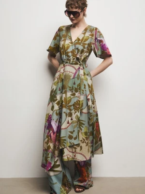 Medicine sukienka kopertowa z domieszką lnu