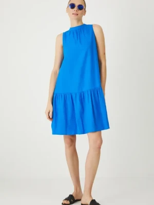 Medicine sukienka lniana kolor niebieski mini oversize