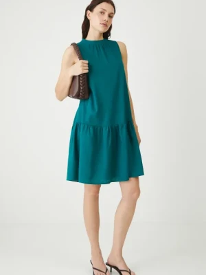 Medicine sukienka lniana kolor zielony mini oversize