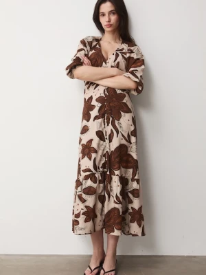 Medicine sukienka rozkloszowana z dodatkiem lnu