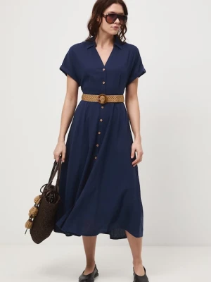 Medicine sukienka rozkloszowana z lnem