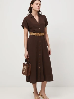 Medicine sukienka rozkloszowana z lnem