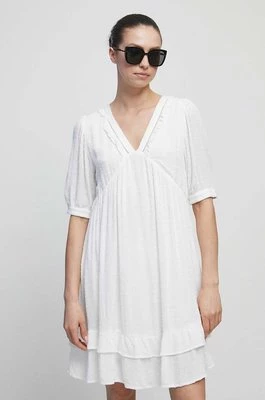 Medicine sukienka z fakturą kolor biały mini rozkloszowana