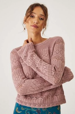 Medicine sweter bawełniany damski kolor różowy lekki