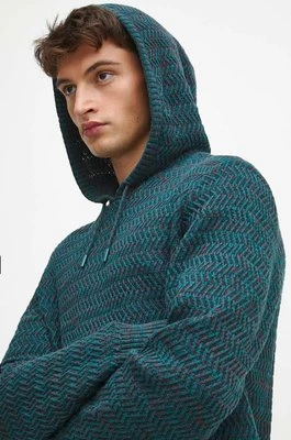 Medicine sweter bawełniany kolor turkusowy ciepły