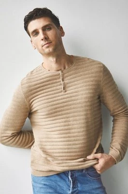 Medicine sweter bawełniany męski kolor beżowy lekki