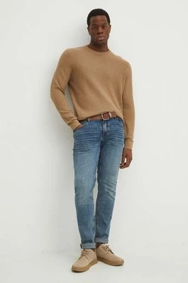 Medicine sweter bawełniany męski kolor beżowy lekki