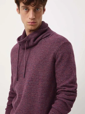 Medicine sweter bawełniany męski kolor bordowy ciepły z golferm