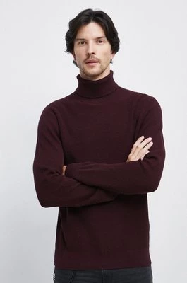 Medicine sweter bawełniany męski kolor bordowy z golferm