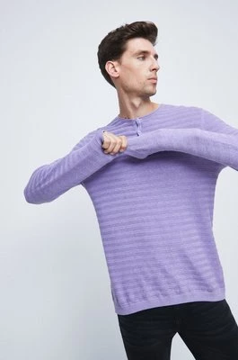 Medicine sweter bawełniany męski kolor fioletowy lekki