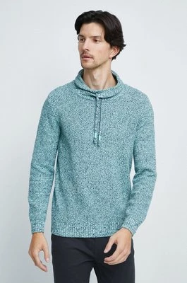 Medicine sweter bawełniany męski kolor turkusowy