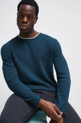 Medicine sweter bawełniany męski kolor turkusowy lekki