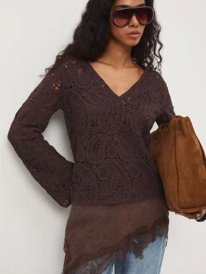 Medicine sweter damski ażurowy