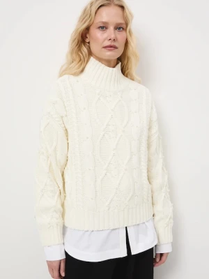 Medicine sweter damski kolor beżowy ciepły z półgolfem