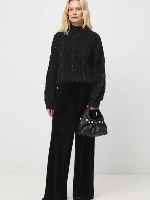 Medicine sweter damski kolor czarny ciepły z półgolfem