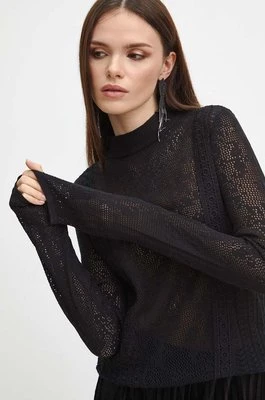Medicine sweter damski kolor czarny lekki z półgolfem