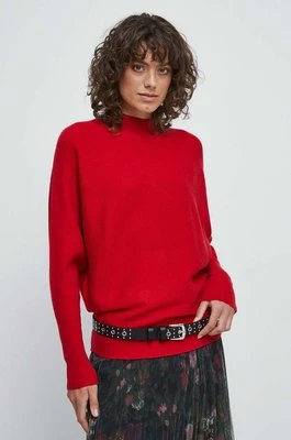Medicine sweter damski kolor czerwony lekki z półgolfem