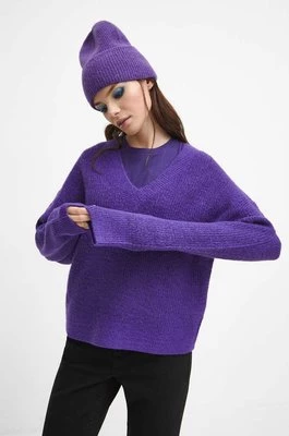 Medicine sweter damski kolor fioletowy ciepły
