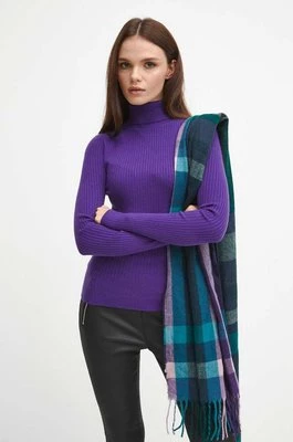 Medicine sweter damski kolor fioletowy lekki z golfem