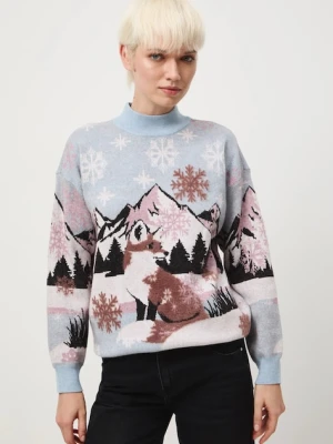 Medicine sweter damski kolor multicolor lekki z półgolfem